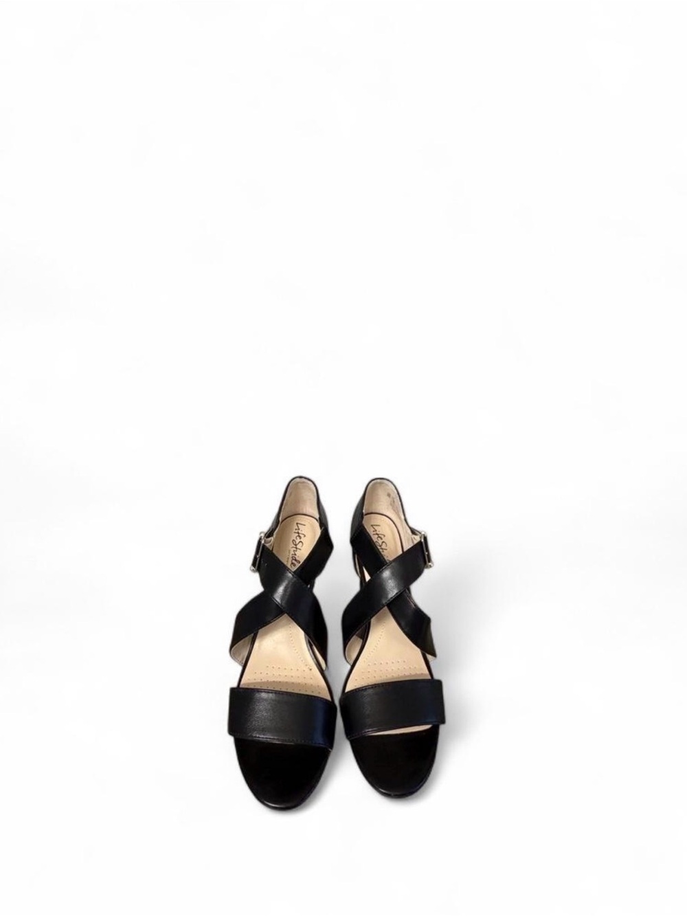 Life Stride Black Crisscross Ankle-Strap Sandals